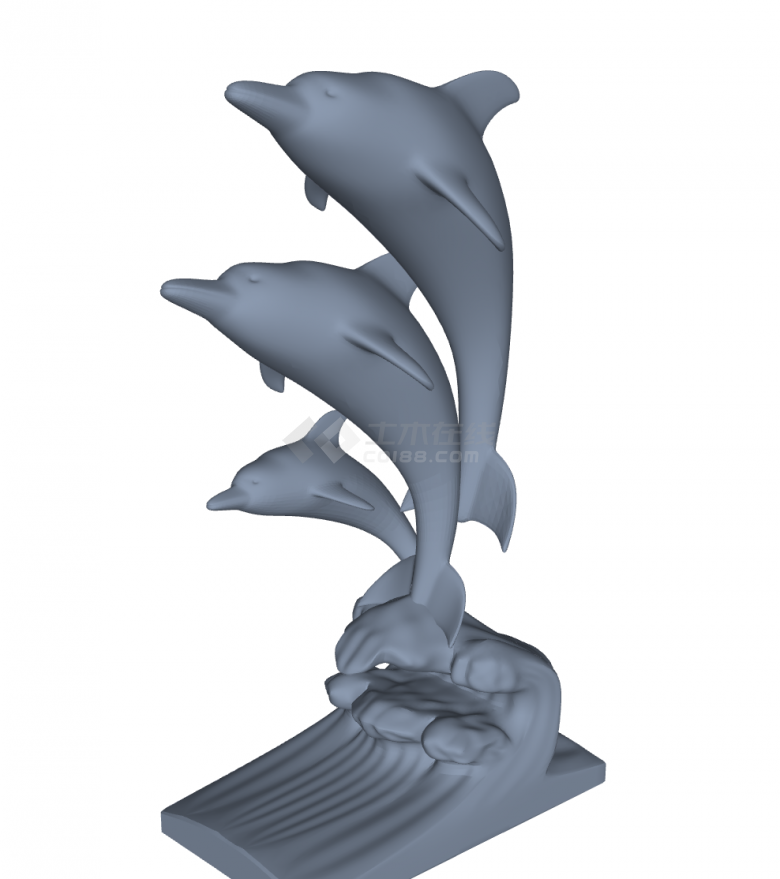 三重叠现代鱼雕塑小品海洋生物SU模型-图二