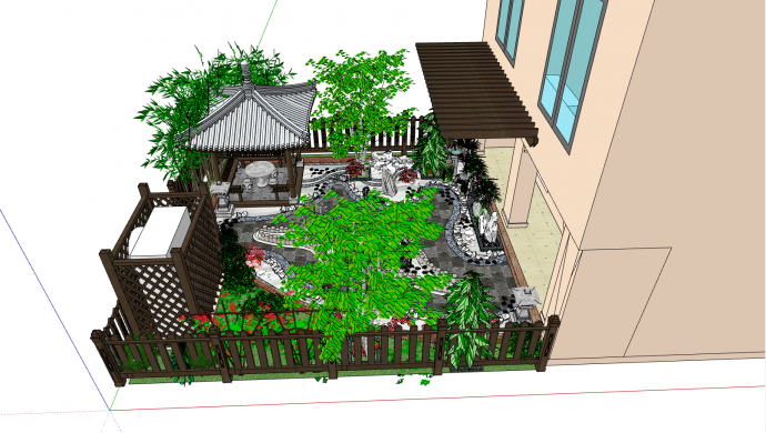 中式古典庭院别墅su模型_图1