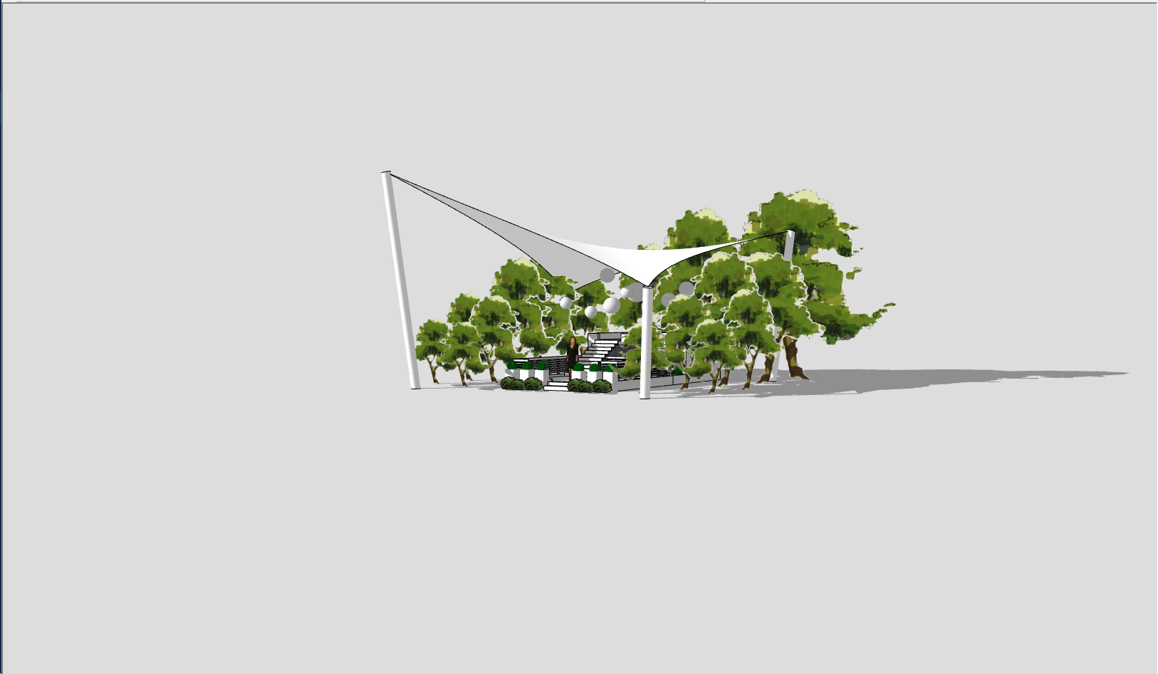 简约公园观景平台设计su模型-图二