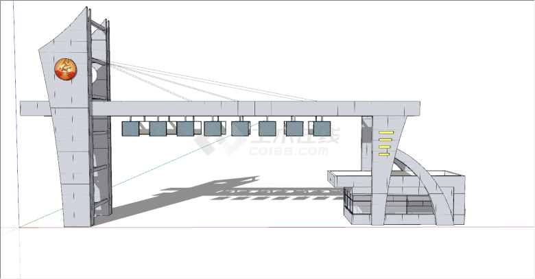 独立新颖的厂区学校大门入口su模型-图一