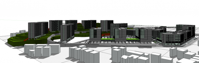商业街和住宅小区综合体su模型_图1