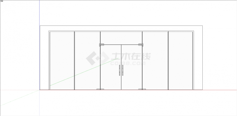 现代带白色墙的双开玻璃门su模型-图一