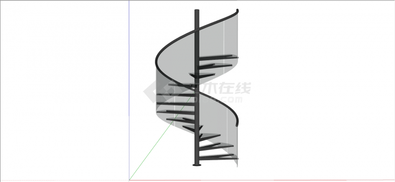 螺旋铁艺板式楼梯su模型-图一