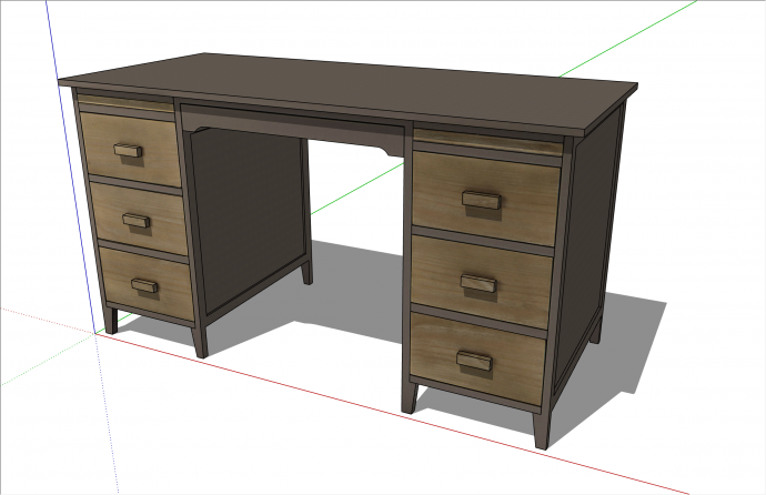 木质现代风格办公桌的SU模型_图1