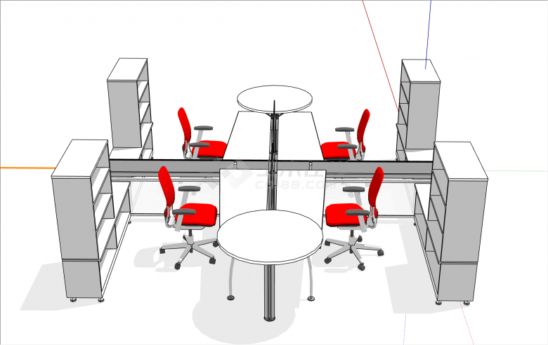 小型现代风格办公桌椅su模型-图二