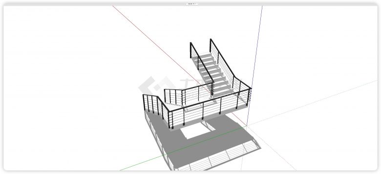 分段铁质扶手楼梯su模型-图一