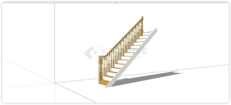 罗马造型扶手实木踏板楼梯su模型-图一