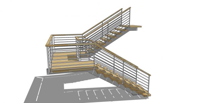 木板踏步楼梯su模型_图1