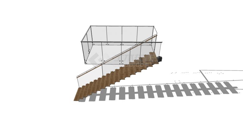 钢木直线型楼梯su模型-图二