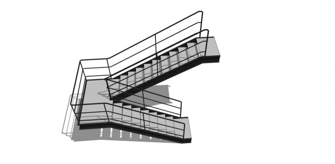 钢结构直跑楼梯su模型_图1