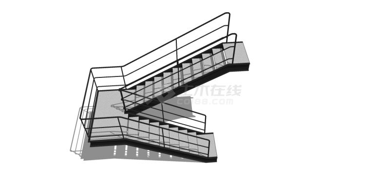 钢结构直跑楼梯su模型-图一