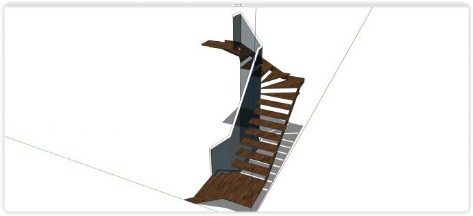 灰色玻璃扶手直角旋转楼梯su模型_图1