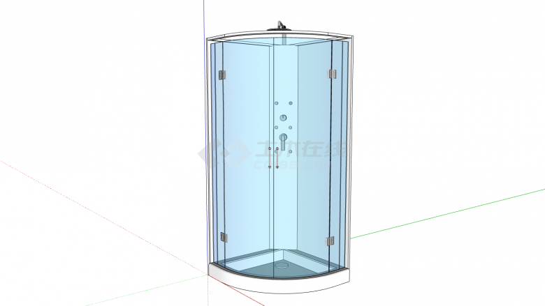简易玻璃门整体淋浴房su模型-图二