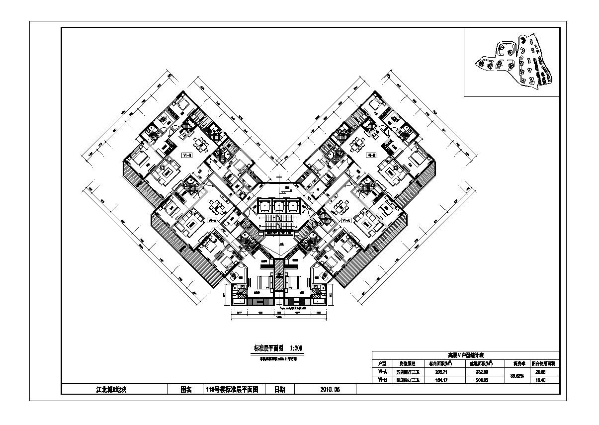 某一梯四户626.21平方米住房户型设计图