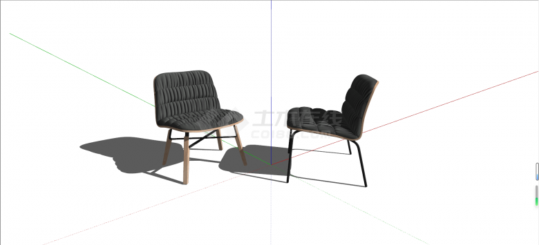 欧式休闲布艺休闲椅组合su模型-图二