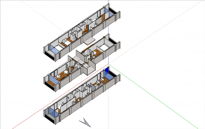 简约现代木地板马赛公寓单元su模型_图1