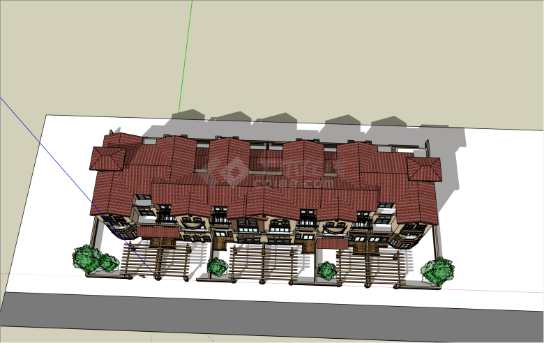 独特三层英式联排别墅su模型-图二