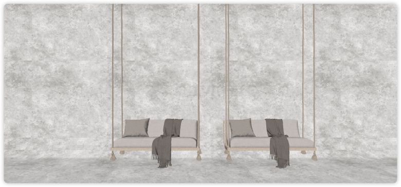 日式风格休闲椅组合su模型-图一