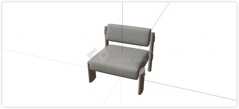 实木圆柱凳腿休闲椅su模型-图二