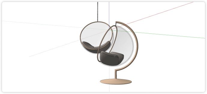 半球状玻璃吊椅休闲椅su模型_图1