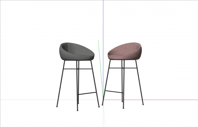 高脚现代风格休闲椅组合su模型_图1