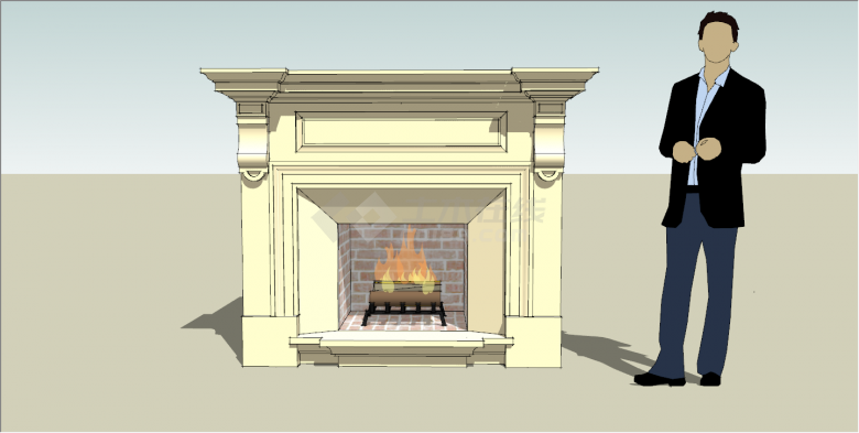 大气奢侈的传统欧式壁炉su模型-图二