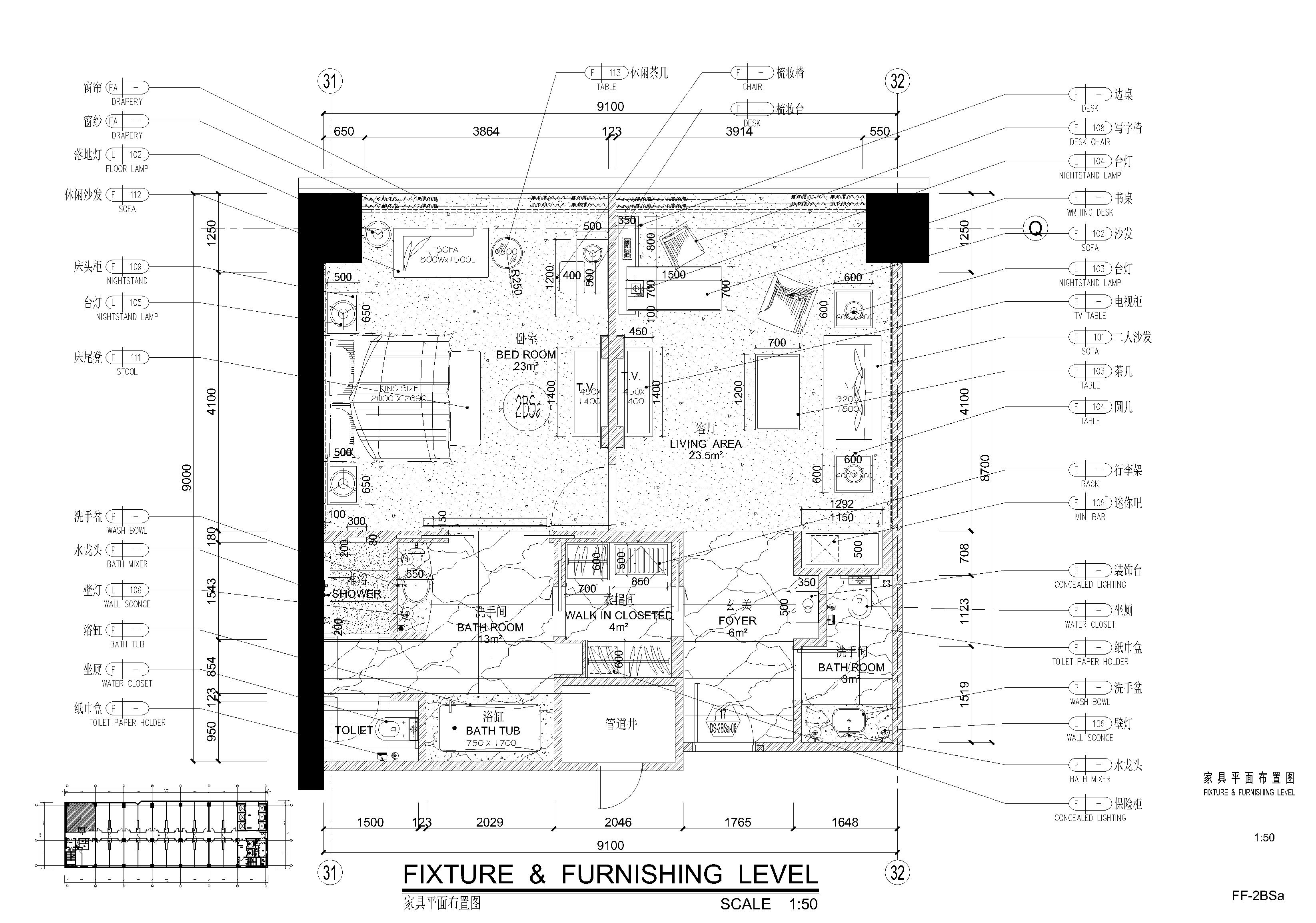 某套房家具平面布置图CAD