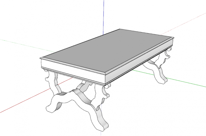 长方形客厅餐厅桌几su模型_图1