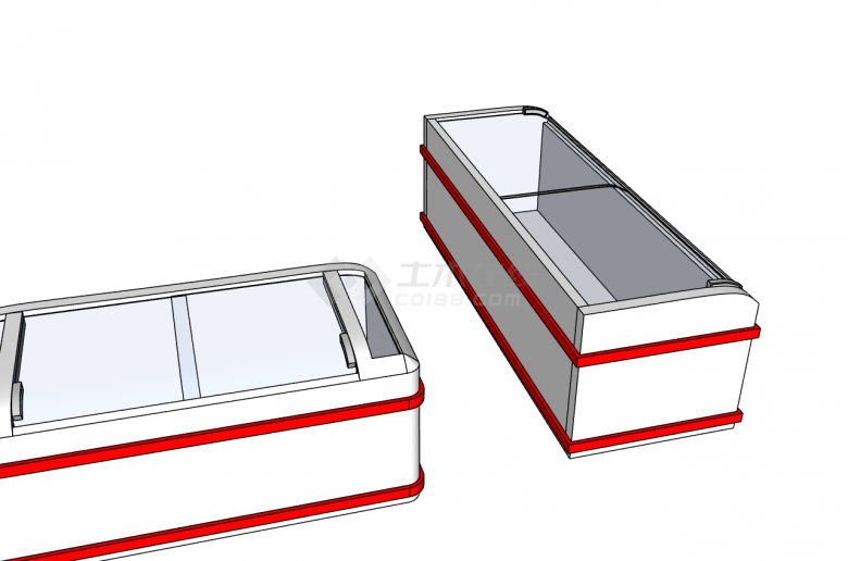 2个厨房商用长型冰箱su模型-图二