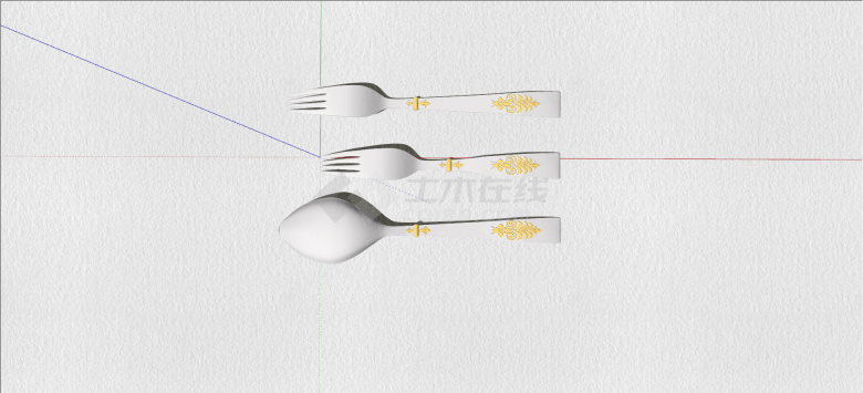 精致勺子叉子厨卫用品su模型-图二