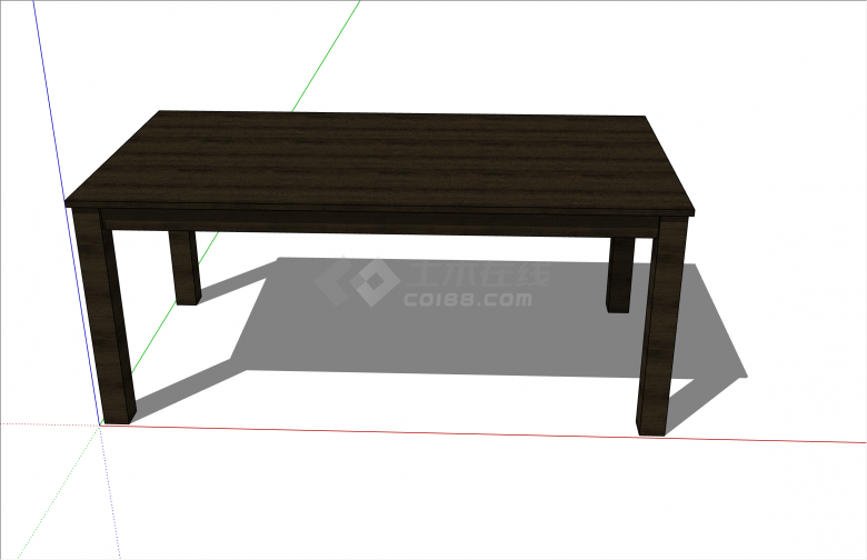 简约现代方形黑桃木桌子su模型-图二