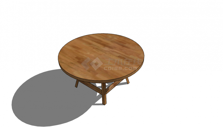 单品家具木制圆形小桌su模型-图二