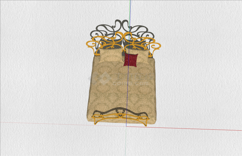 精美欧式镂空设计大床su模型-图二