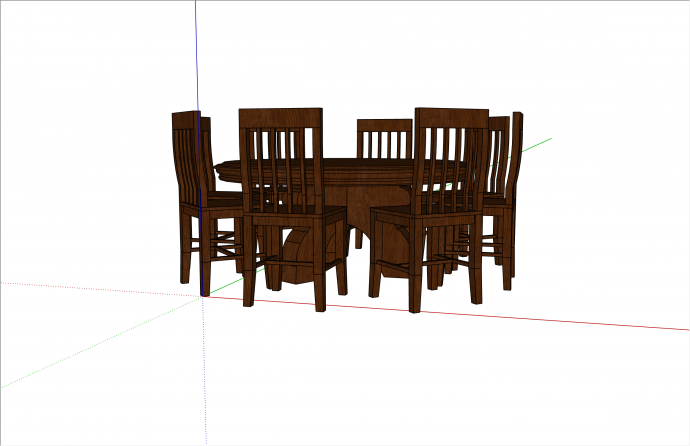 现代木制大圆桌及椅子集合su模型_图1