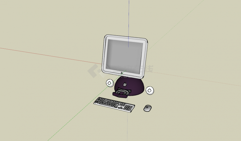 小型电脑鼠标键盘组合su模型-图一