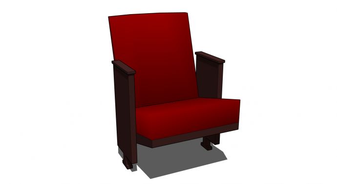 木质舒适红色靠垫椅凳su模型_图1