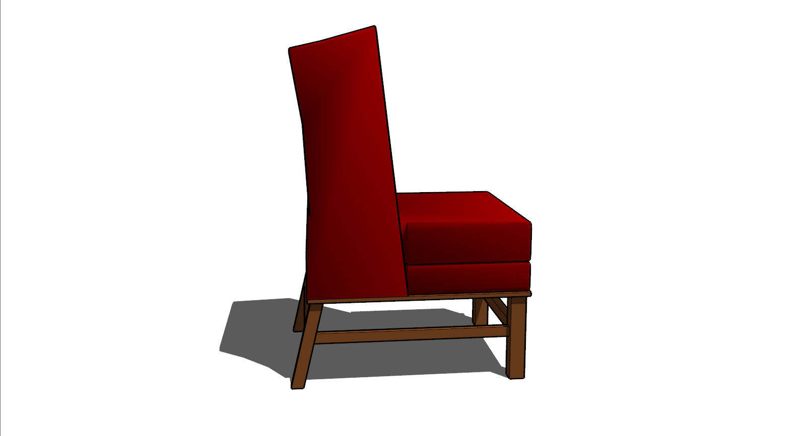 红色靠背休闲沙发su模型