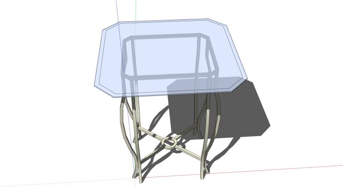 钢架支撑透明玻璃面板小方桌su模型_图1