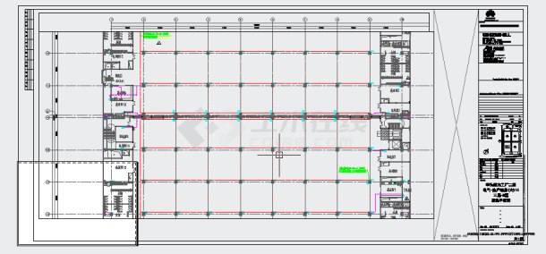 工业厂房-电气-生产用房(大)16三层-接地平面图-图一