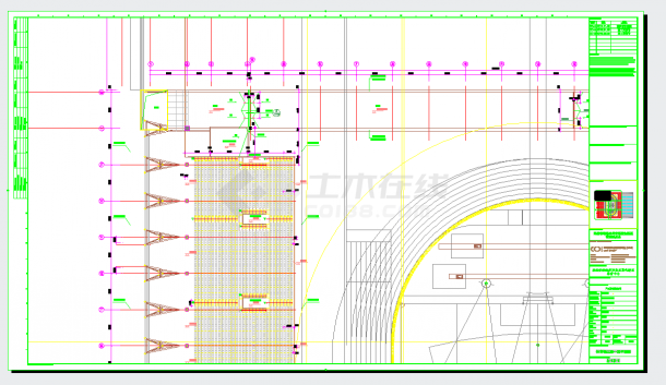 山东三层省级体育中心工程建筑施工图设计-体育馆游泳馆三层平面图CAD图纸-图二