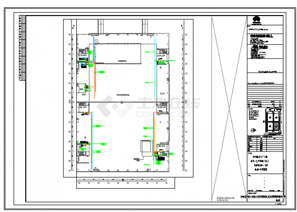 工业厂房-电气-生产用房(大)14屋面机房层-电力干线平面图-图二
