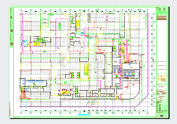 某地安徽55万平超高层项目地下室消防给水施工图CAD图纸-图一