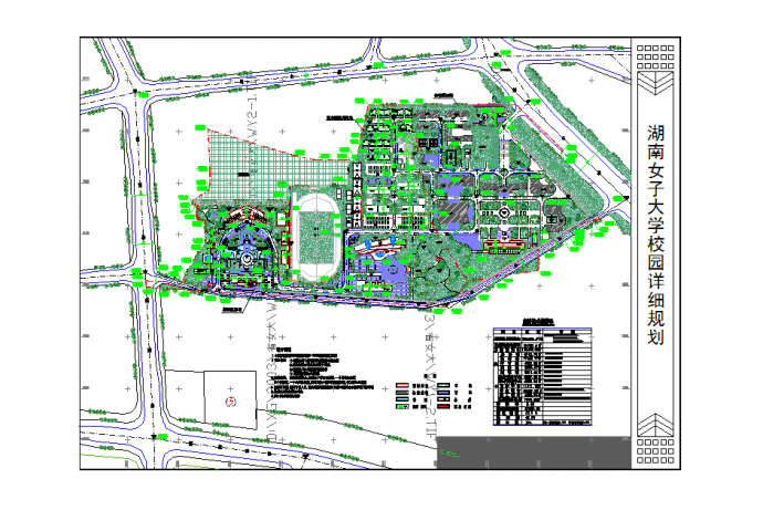 某地湖南女大校园规划图CAD图纸_图1