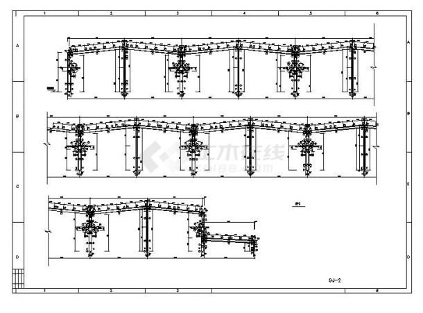 134x108m多跨钢结构厂房结施图-图一