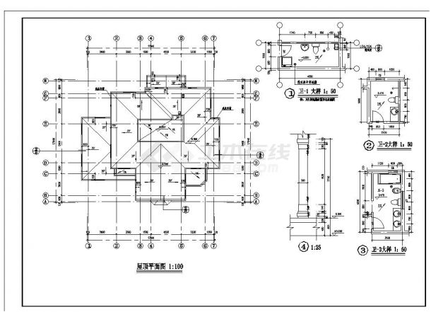 天虹花园别墅建筑CAD施工图-图一