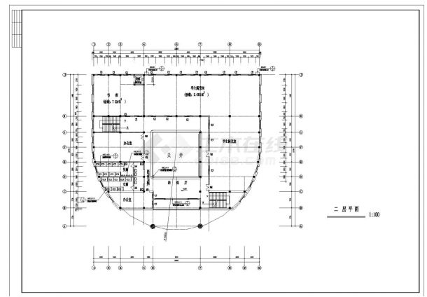 城建图书馆设计方案CAD图-图二