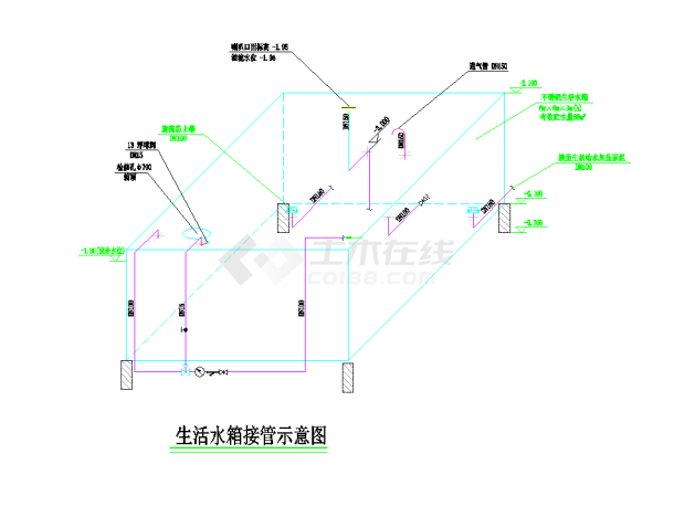 某地京师贵阳实验学校B2给排水CAD图纸-图一