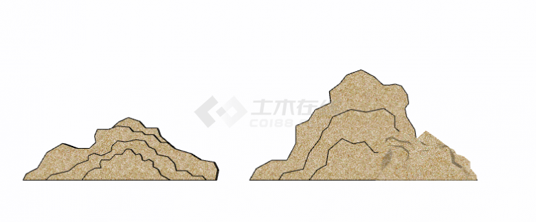 褐色不规则简约假山置石su模型-图一