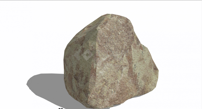 棕色大型简约假山置石 su模型-图二