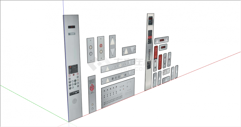 现代电梯各配件按钮su模型-图二
